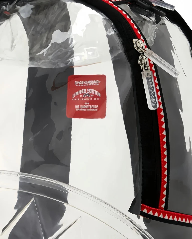 100% Clear PVC SchoolBag Sprayground Transparent Shark Central Large Backpack