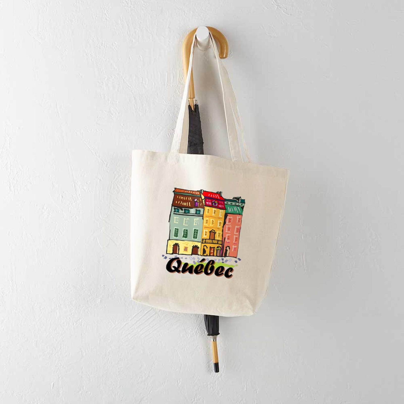 CafePress Quebec City Natural Canvas Tote Bag, Cloth Shopping Bag (472312847)