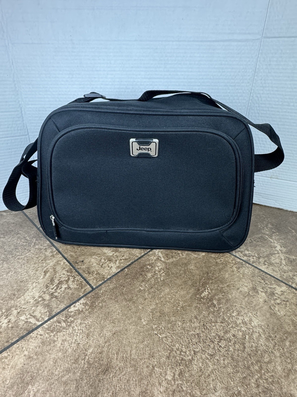 JEEP Authentic Black Messenger Bag Carry On Travel Tote With Shoulder Strap
