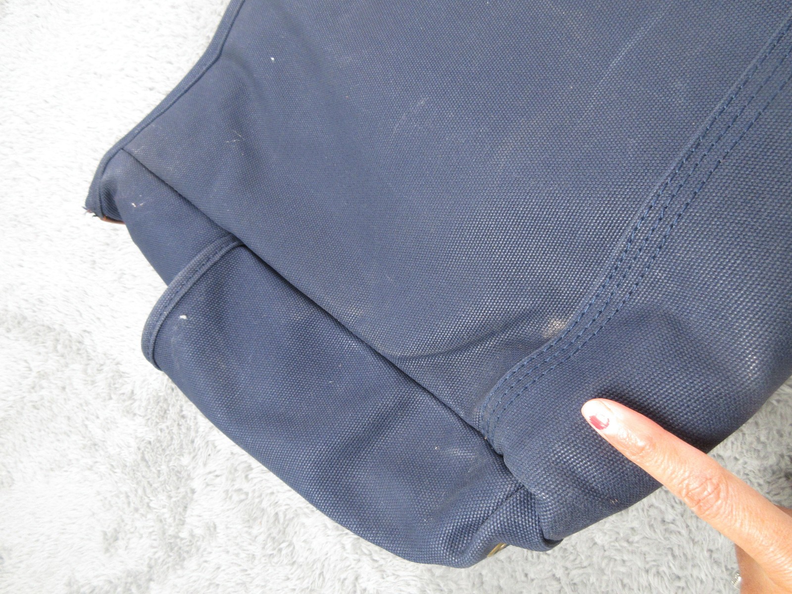 L.L. Bean Briefcase Bag Mens Medium Blue Canvas Leather Handles Laptop Work