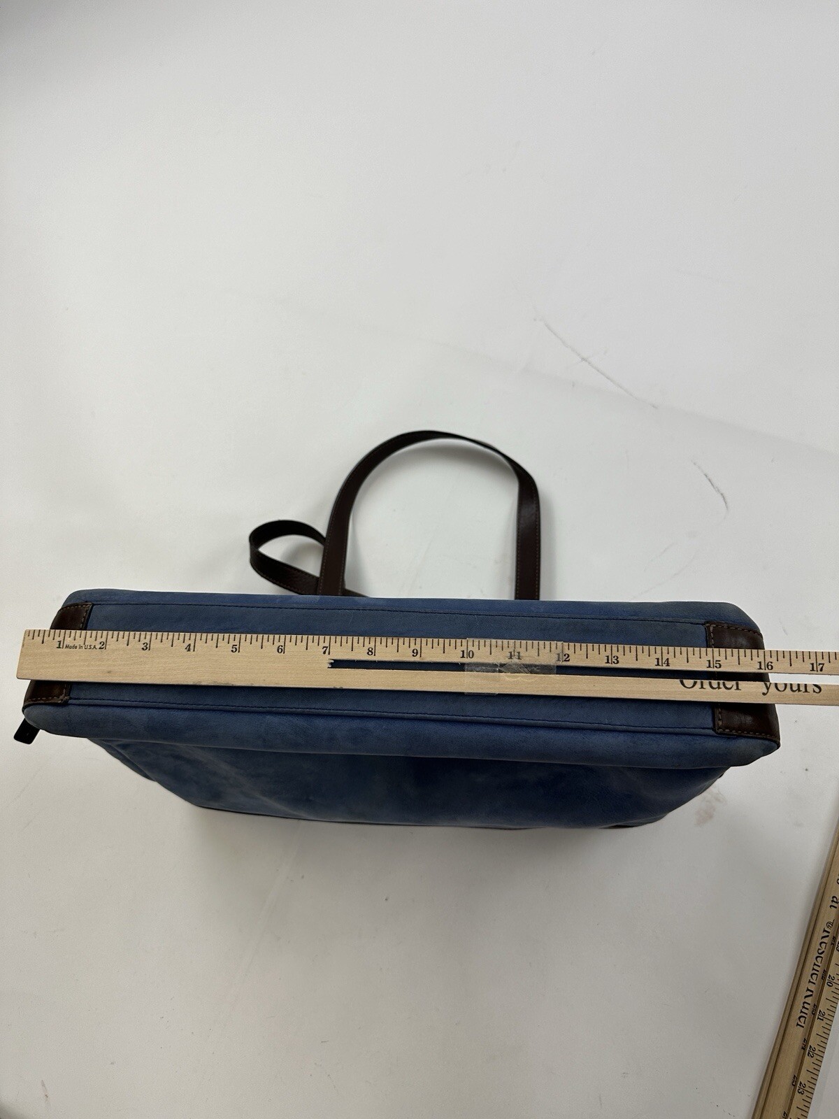 Jack Georges Briefcase Laptop Messenger Bag Blue Leather Missing Strap