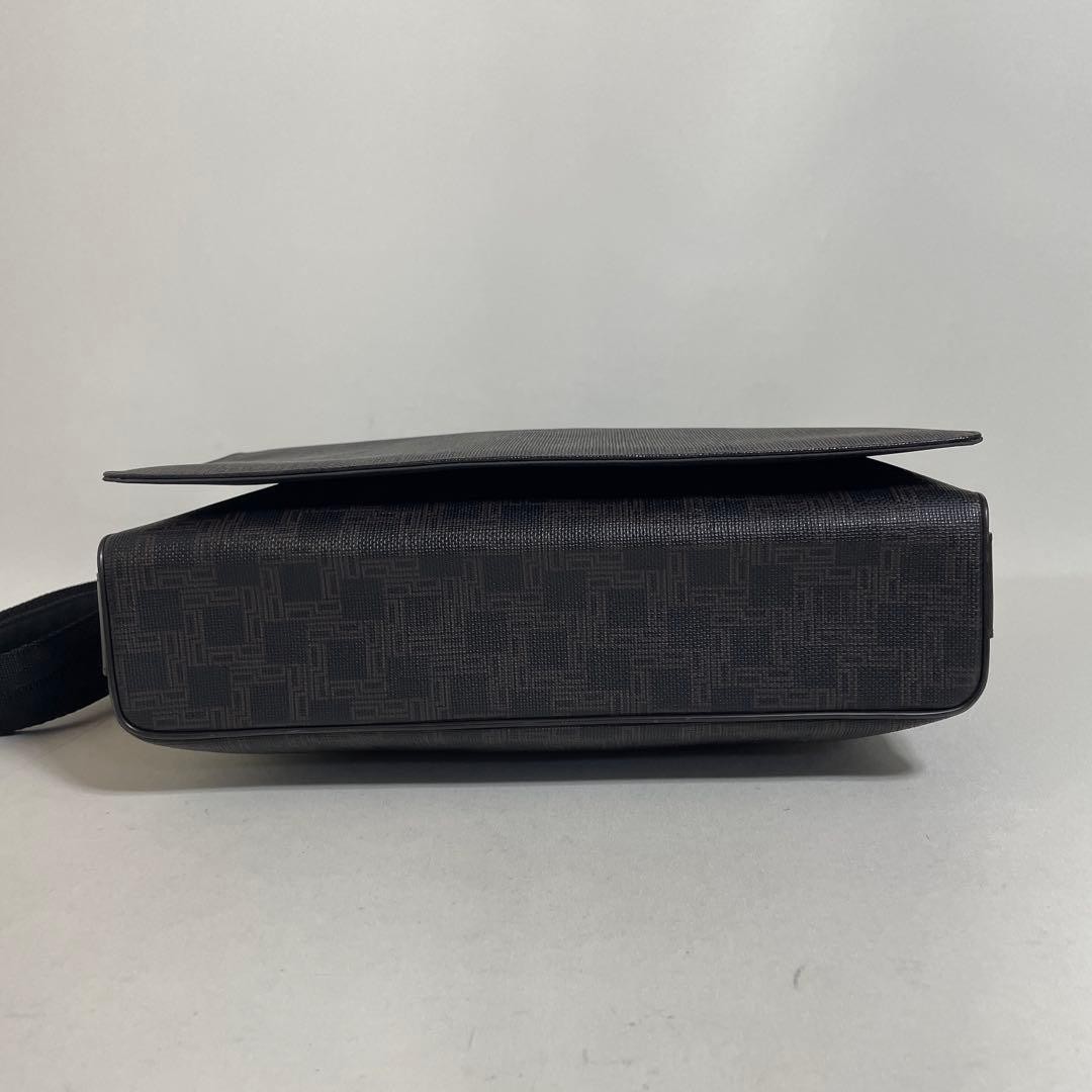 Dunhill Messenger Bag Dark Brown PVC Leather Adjustable Strap 29×33-37cm