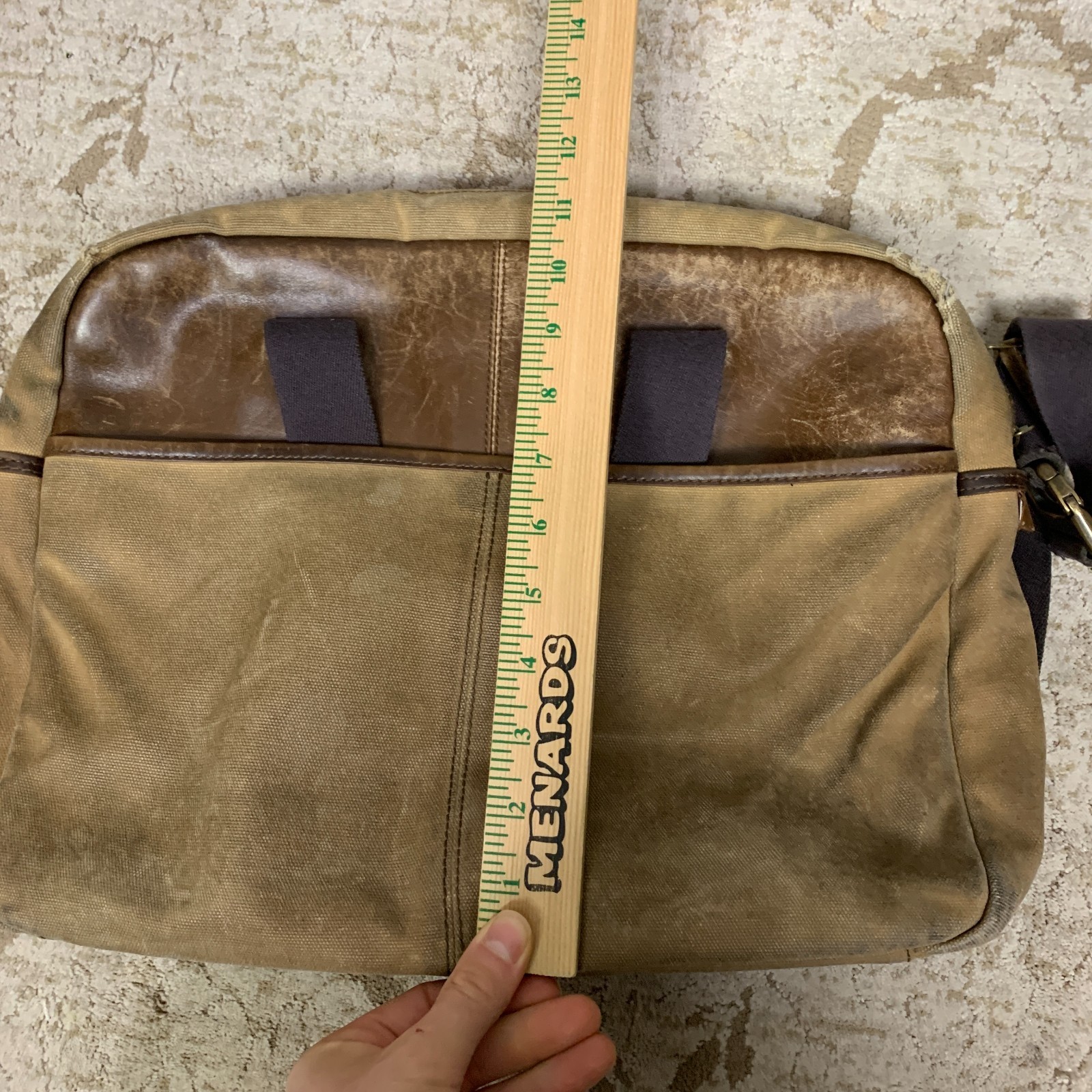 TUMI Portfolio Briefcase Shoulder Bag Bethlehem Leather Waxed Canvas Terrain