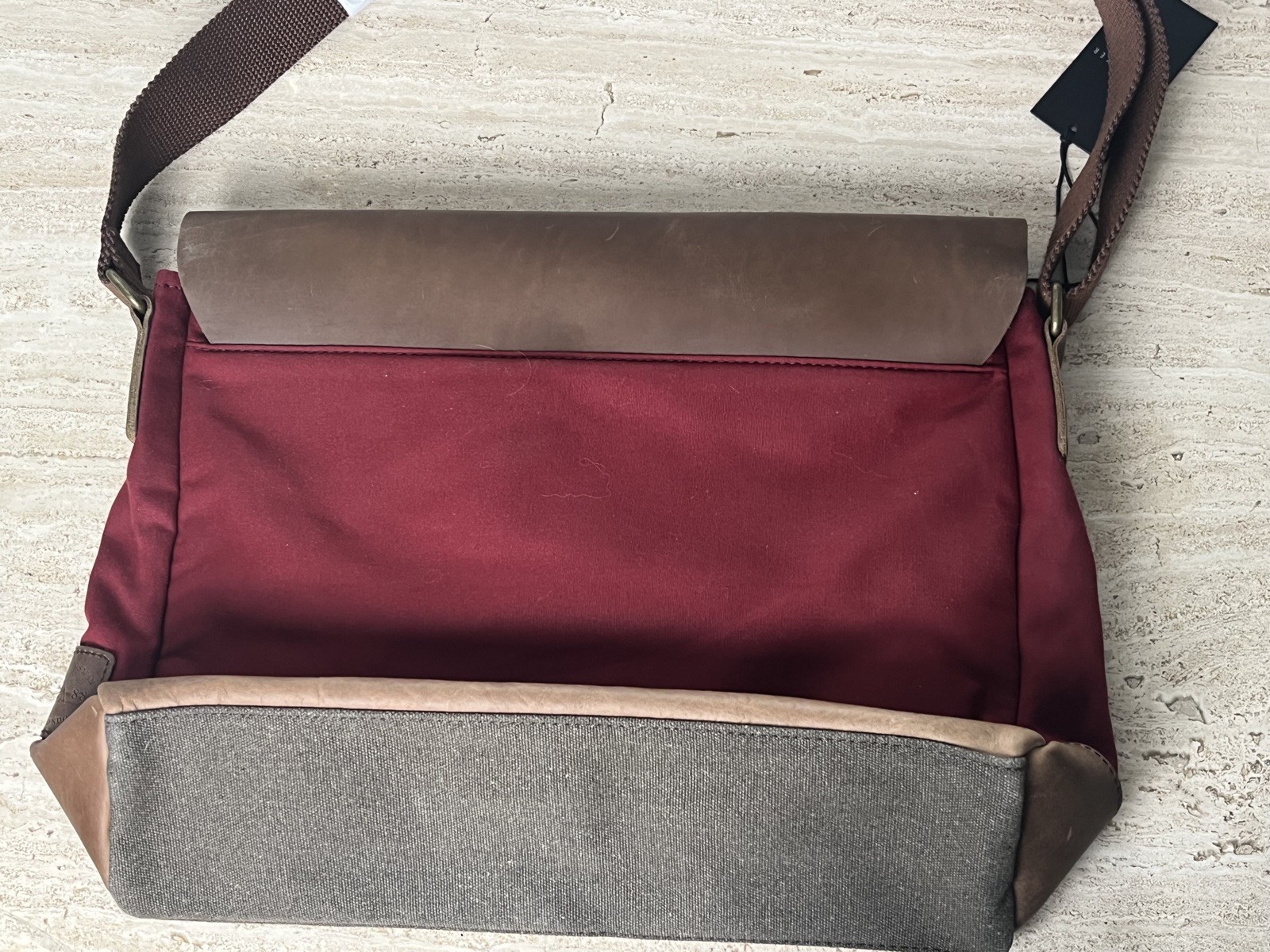 Ted Baker Brown Leather Messenger Bag Computer Laptop Satchel Dark Red New NWT