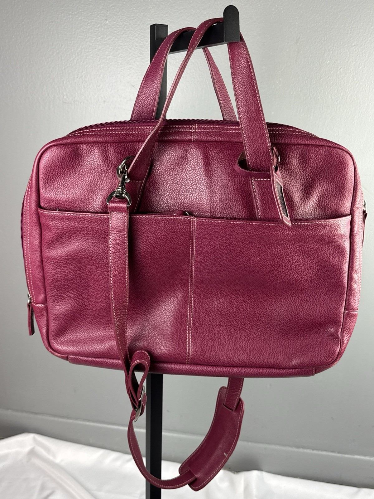 Jack Georges Fuchsia Leather Briefcase Y2K 90s Professional Laptop Bag USA Made