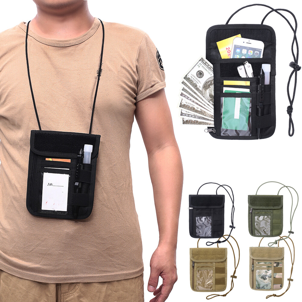 Tactical ID Card Holder Document Chest Hanging Mobile Phone Key Storage Bag US