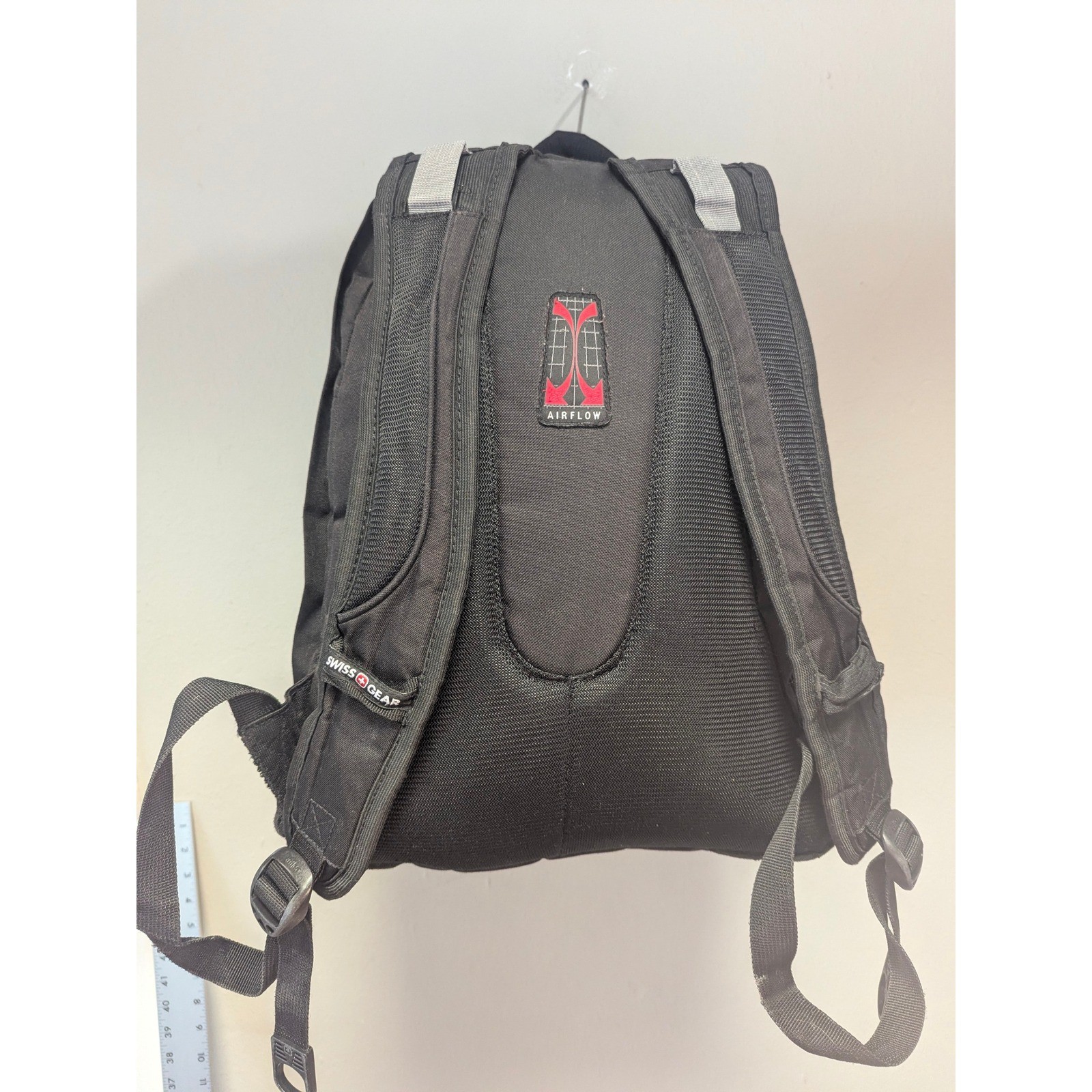 SwissGear Airflow Small Black Backpack Red Lined Laptop School Travel Bag