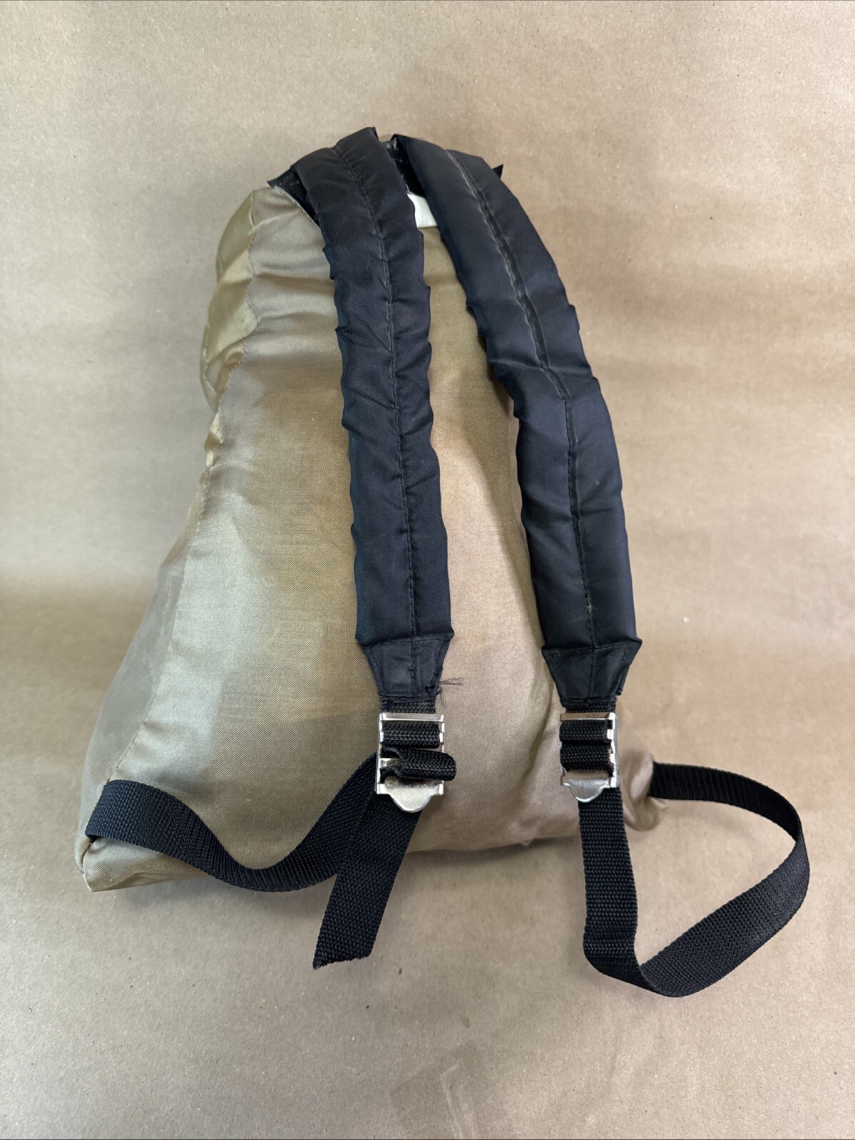 Vintage StanSport Backpack 80s Tan 2 Zippers Black Straps Retro Bravo Day Bag