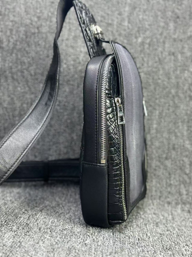 Handcrafted Croco leather + Fish Leather +Cow leather crossbody bag