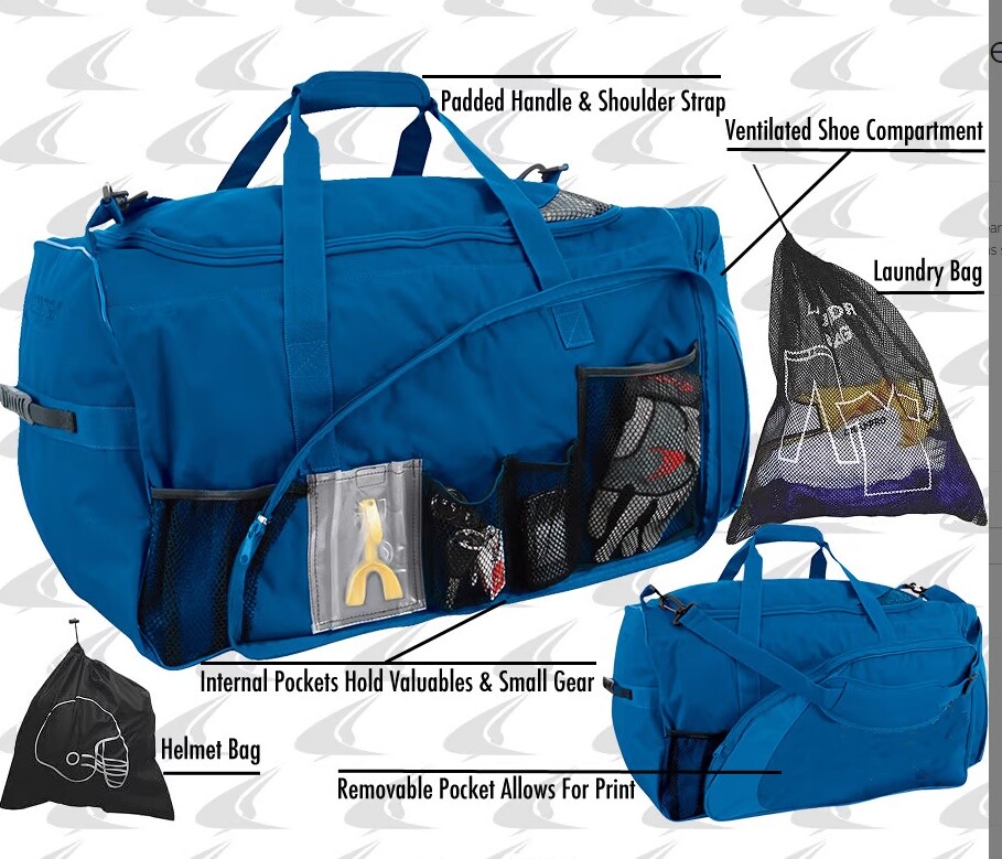 Champro Sports Varsity Football Personal Equipment Bag, Royal Blue or Red
