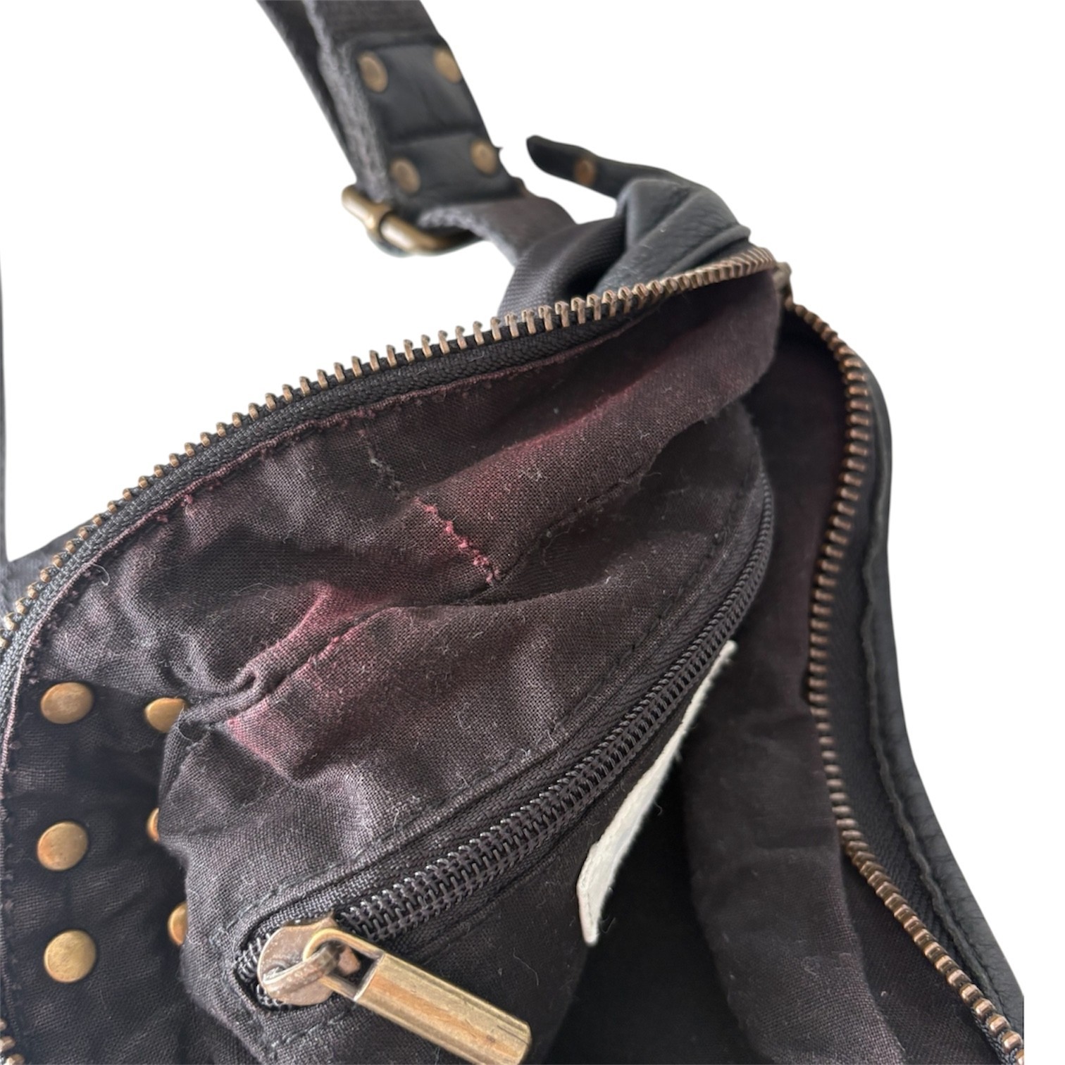 DIESEL Vintage Black Leather Small Crossbody Avant Garde Industrial City Rave