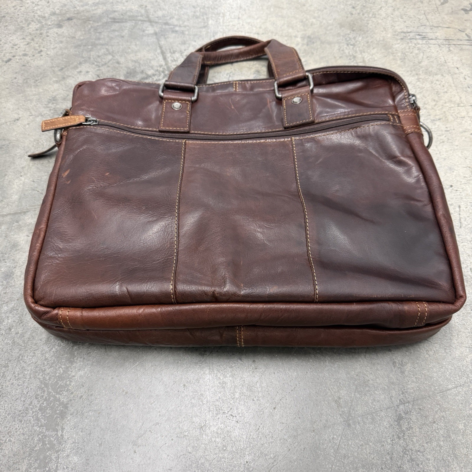 VTG Jack Georges Leather Briefcase Messenger Bag 16×13″ Laptop Satchel Brown
