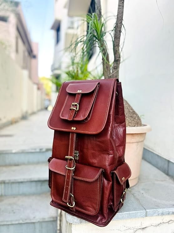 New Large Genuine Leather Back Pack Rucksack Travel Bag For Men’s and Women’s