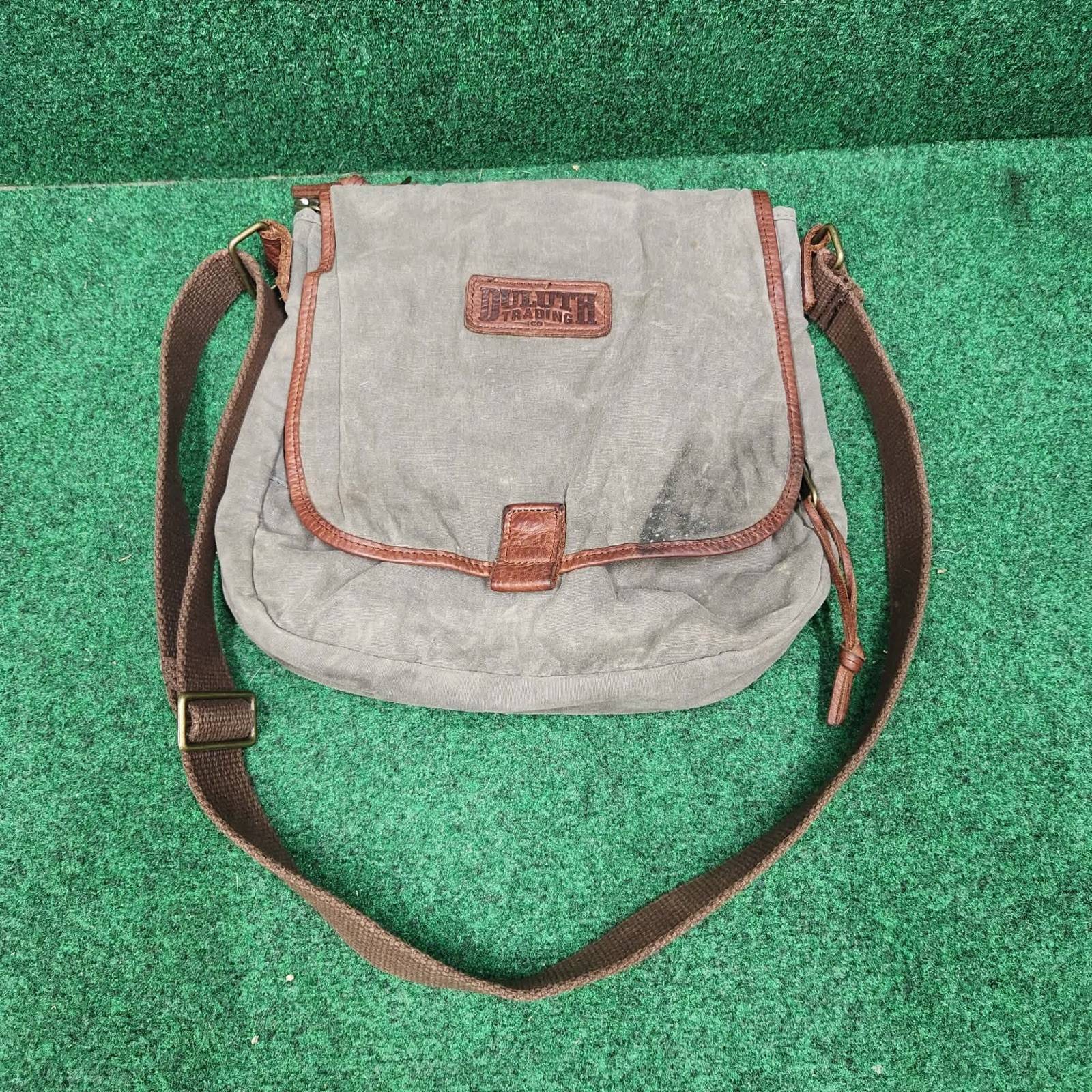 DULUTH TRADING Co Messenger bag Brown weathered Canvas Leather Trim Satchel
