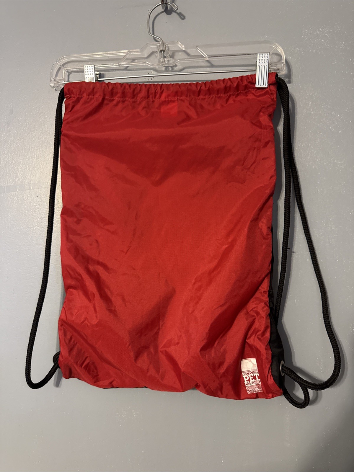 Nike Polyester Nylon Red And Black Drawstring Backpack 13”x16”