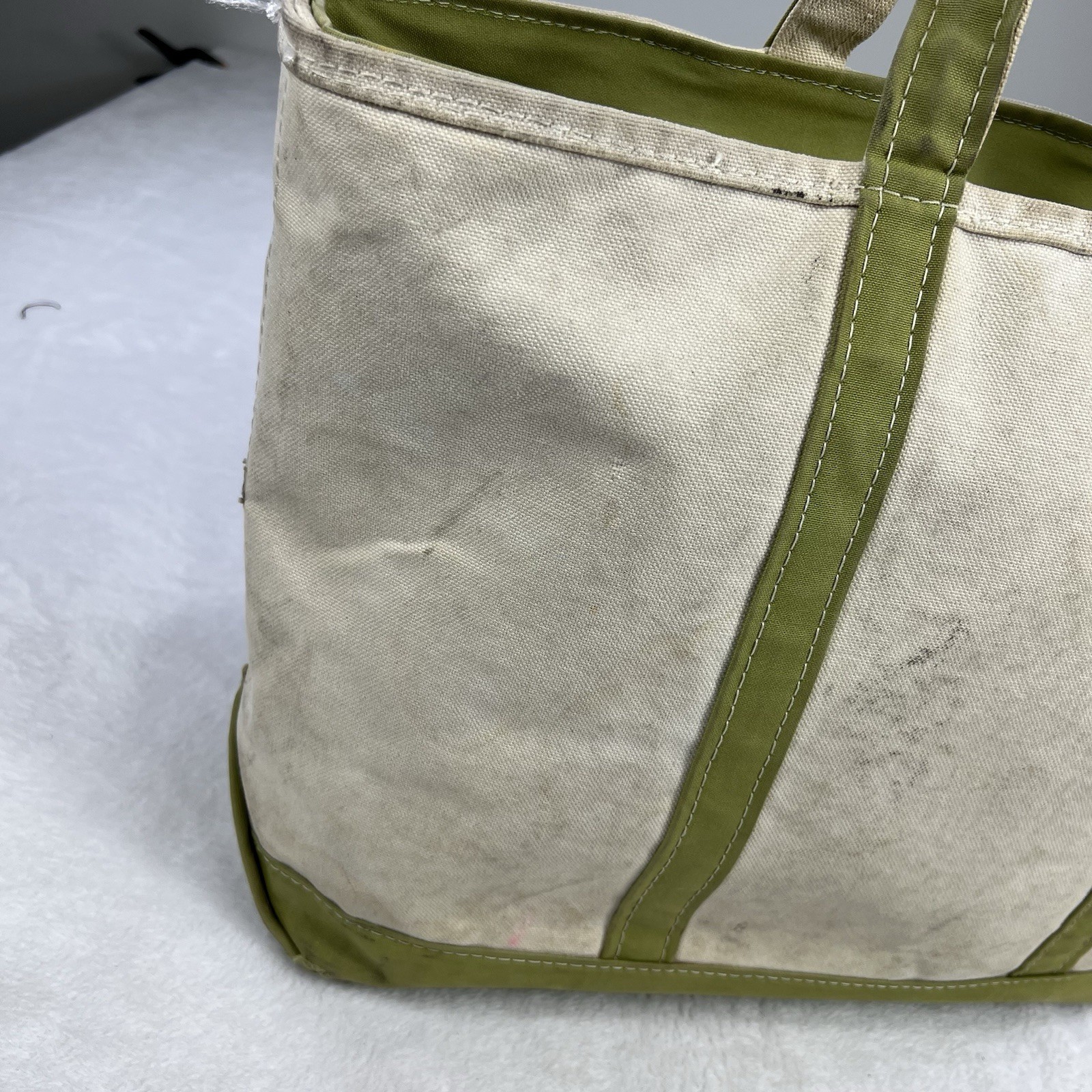 Vintage Distressed LL Bean Large “Nichole” Zipper Top Boat And Tote Canvas Bag