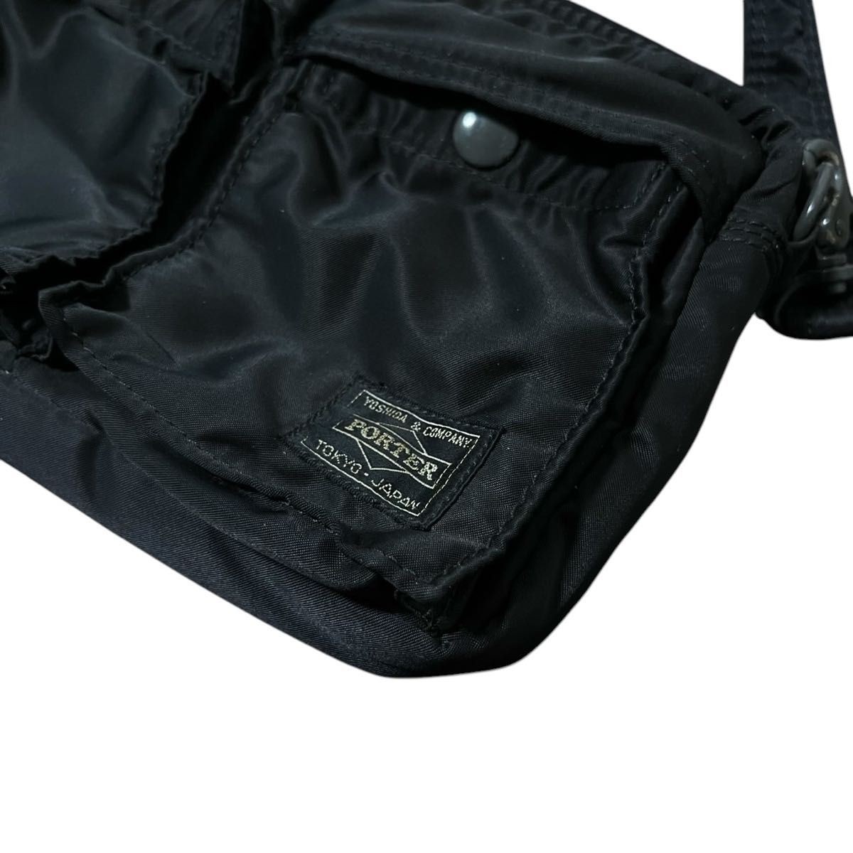 Authentic YOSHIDA KABAN PORTER TANKER Shoulder Bag Black Nylon 16cm x 23cm x 5cm