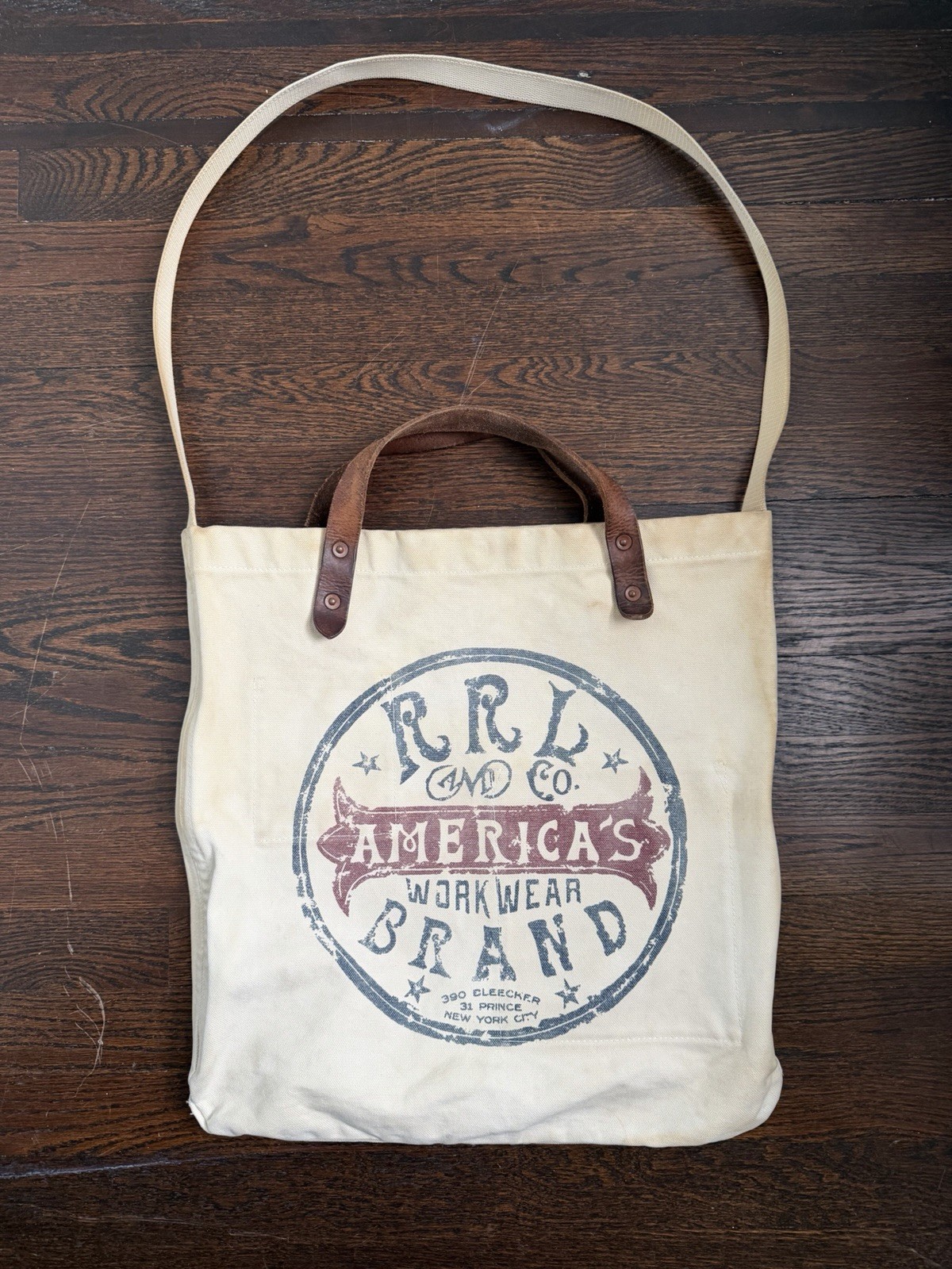 Ralph Lauren Double RL RRL Canvas Leather Tote Bag Rare RRL
