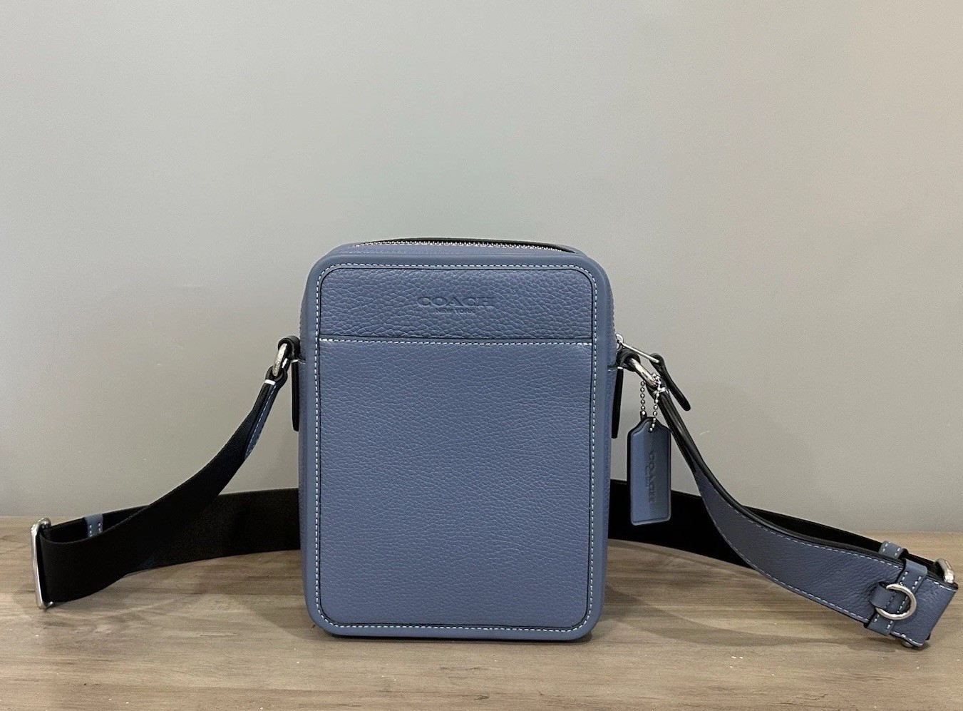 COACH Sullivan Leather Crossbody Shoulder Bag Light Denim Blue CAT81 NWT