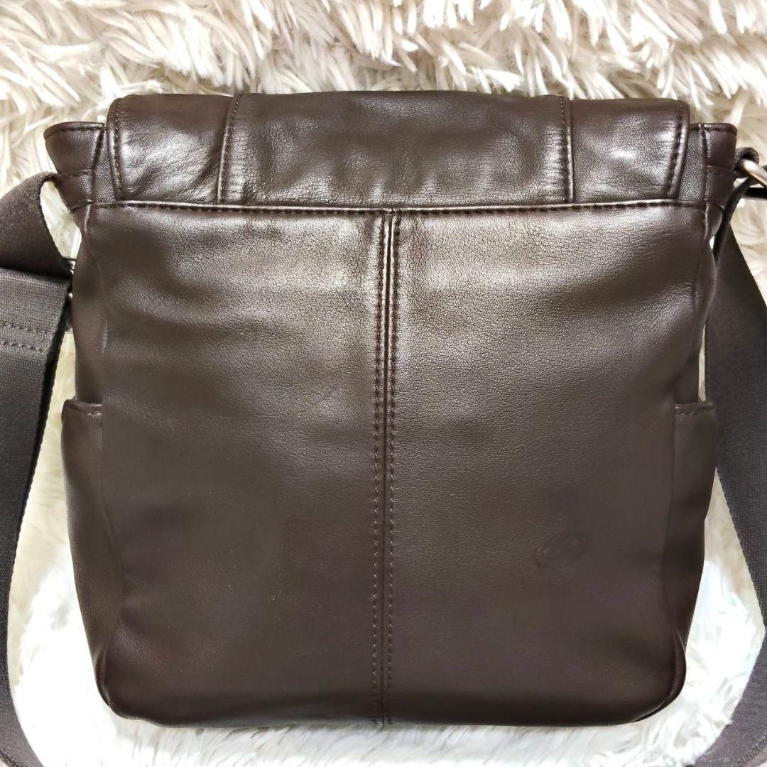 TUMI Leather Shoulder Bag Brown Messenger 28x24cm Fully Maintained