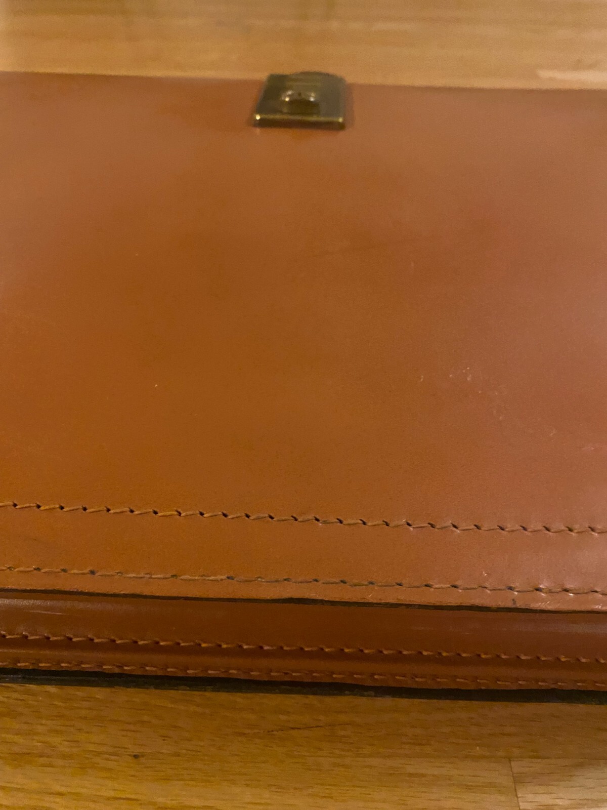 Vintage Dopp Pull Open Breifcase Tan Top Grain Cowhide Leather 3B9216 18″ Retro