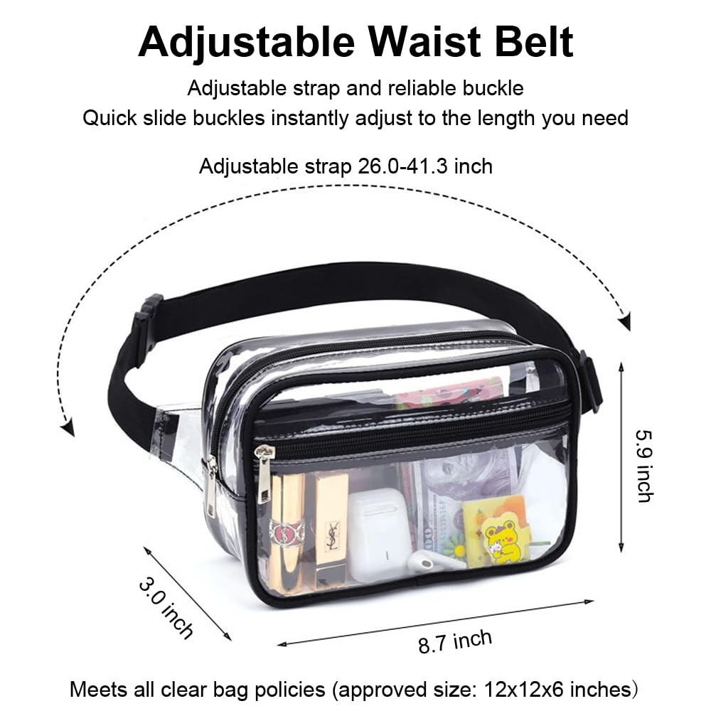 Clear Purses for Women Stadium Fanny Packs, 8.7 x 5.9 x 3.0 inches, Blue