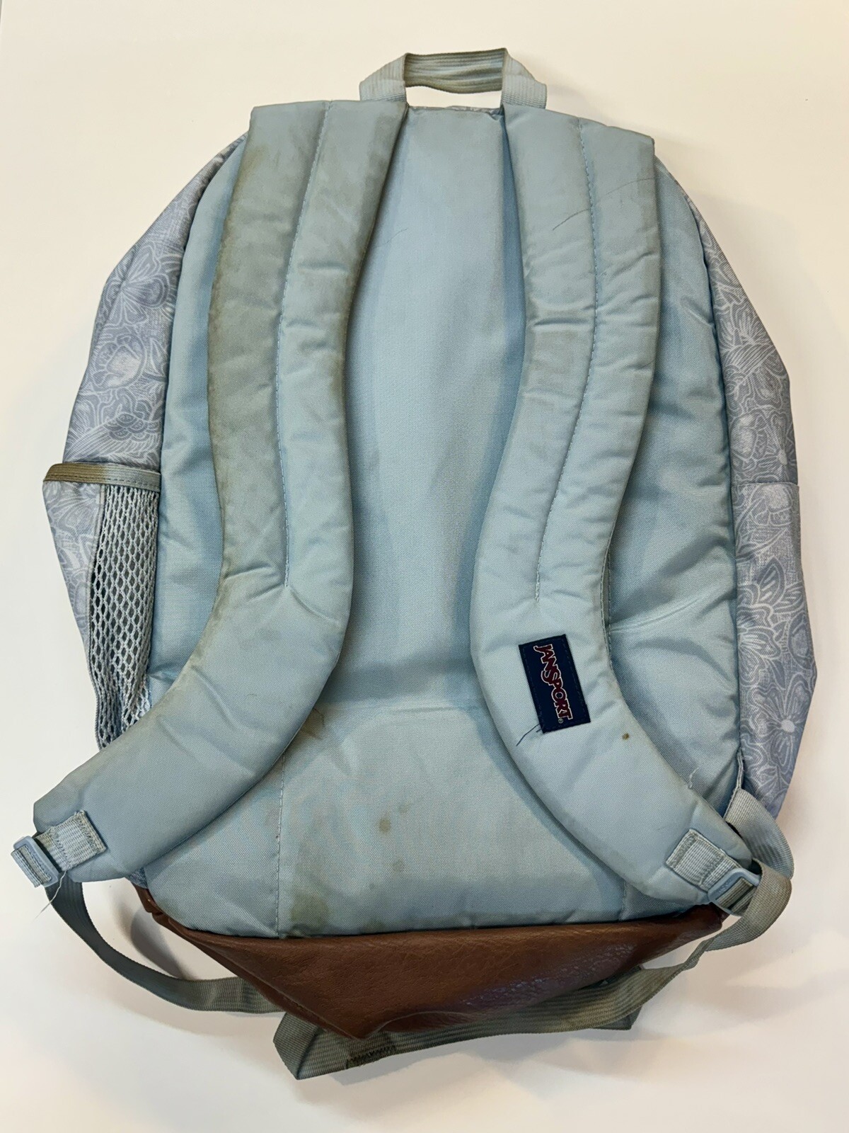JanSport Cool Student Blue and Gray Flower Print Backpack / JSOA2SDD