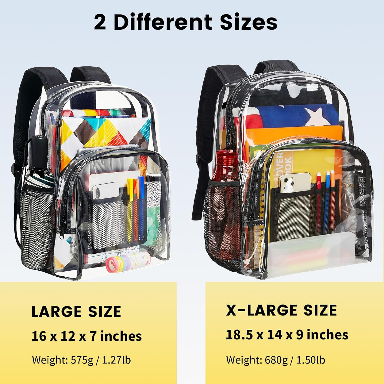 Clear Backpack Heavy Duty PVC Transparent Backpack with Reinforced Strap Stitche