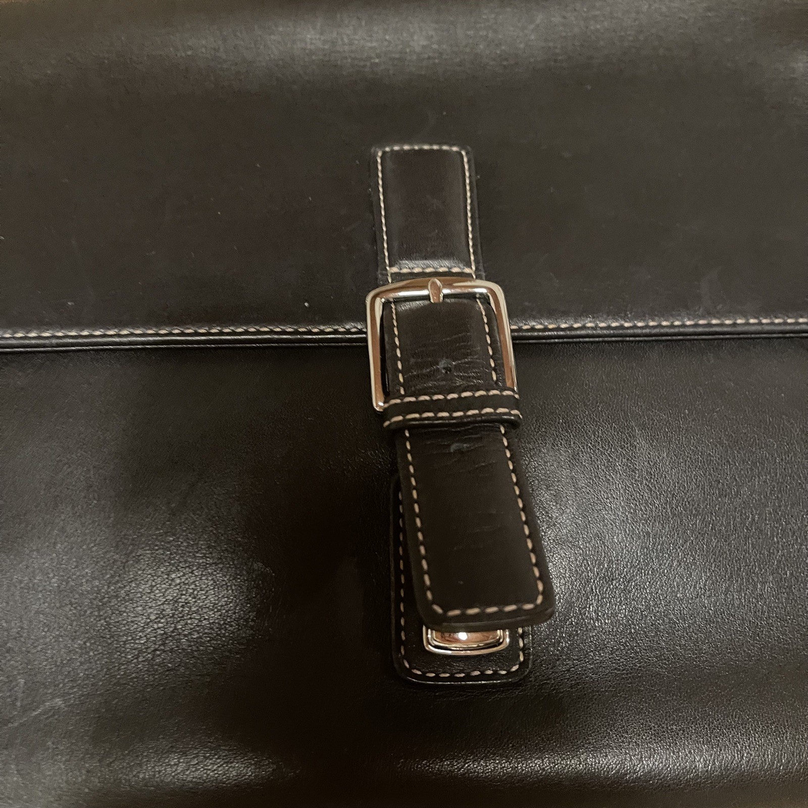 COACH Black Leather Briefcase Laptop Messenger Bag Single Handle w/ Strap VTG
