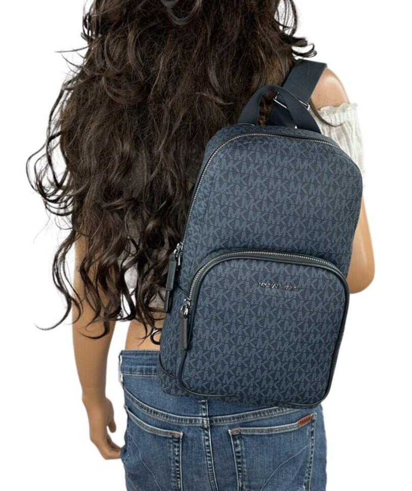 MICHAEL KORS COOPER COMMUTER SLING PACK BACKPACK MK ADMIRAL/PALE BLUE