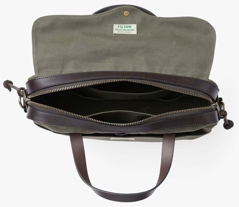 Filson x Ducks Unlimited Original Briefcase Otter Olive Rugged Twill NWT