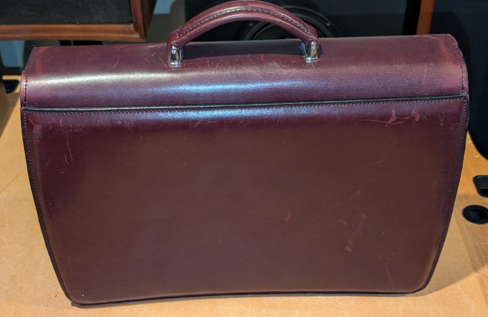 VTG Burgundy Leather Briefcase Jack Georges Originals Lockable w strap & key