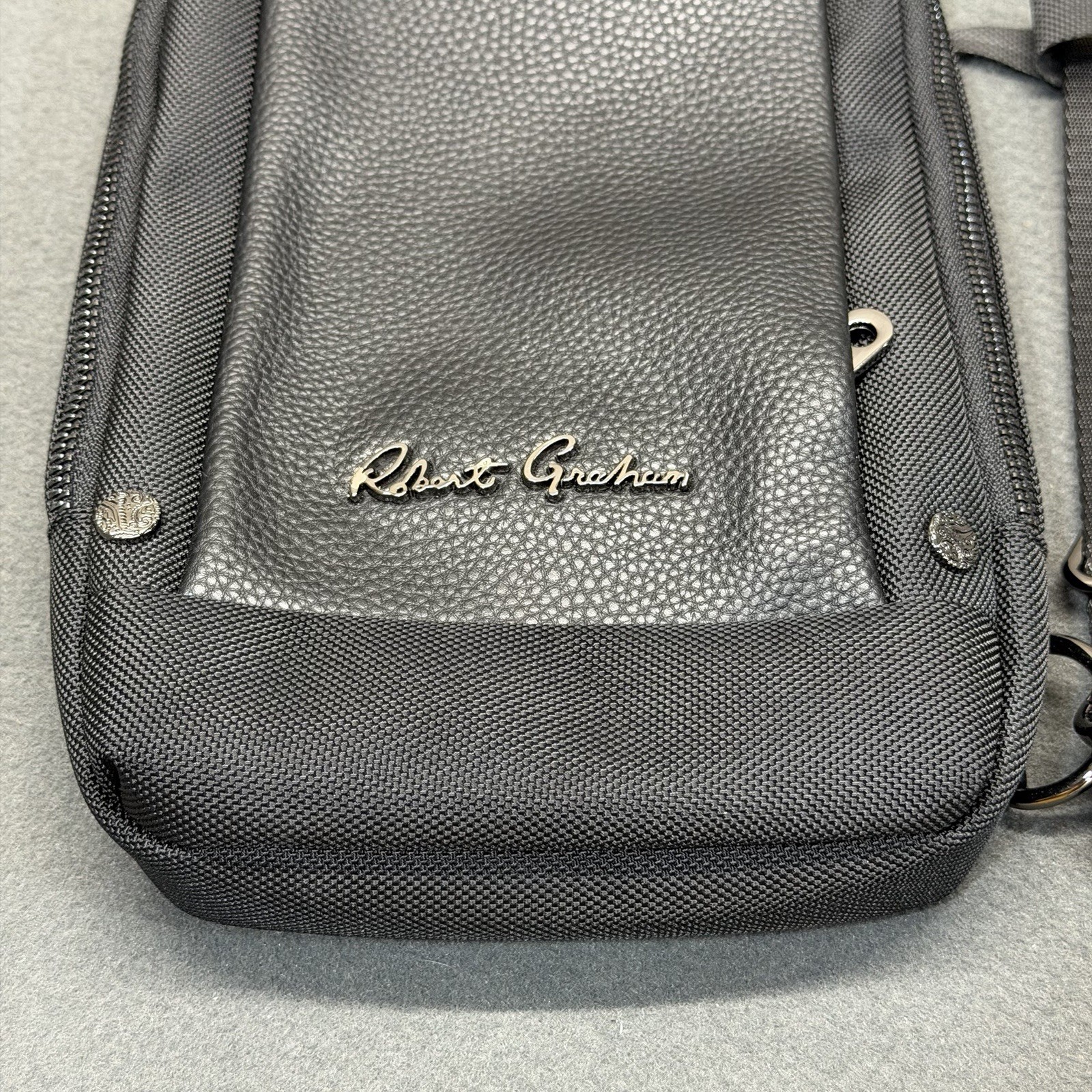 Robert Graham Mixed Media Sling Bag / Crossbody – Black Pebble Small Bag