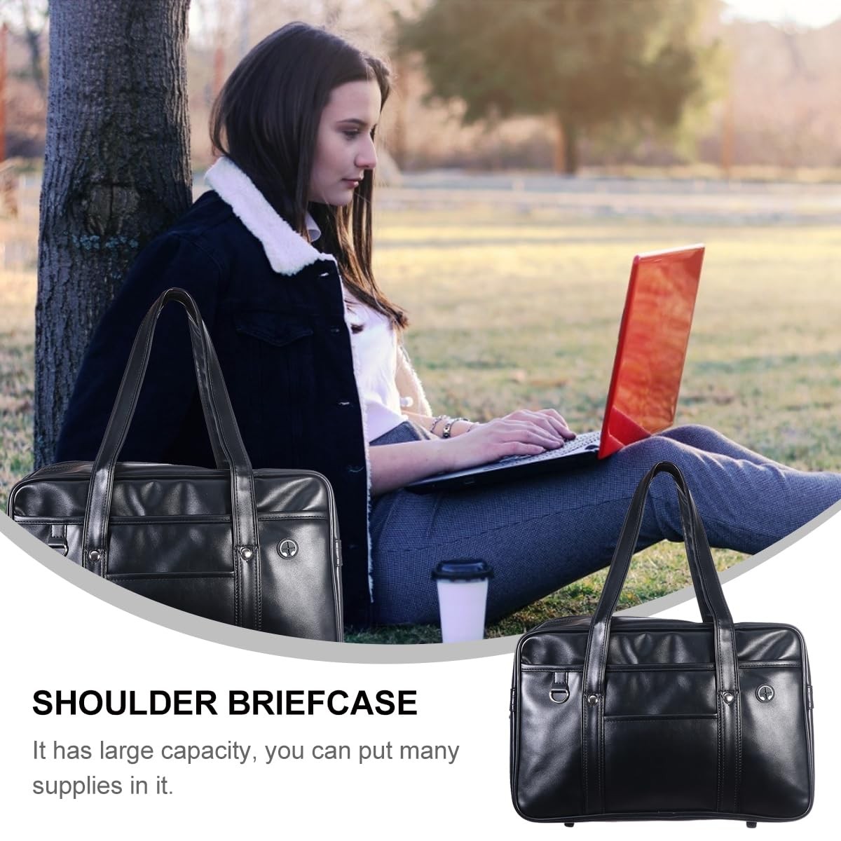 Large Japanese School Bag, Waterproof PU Leather Shoulder Messenger Bag with …