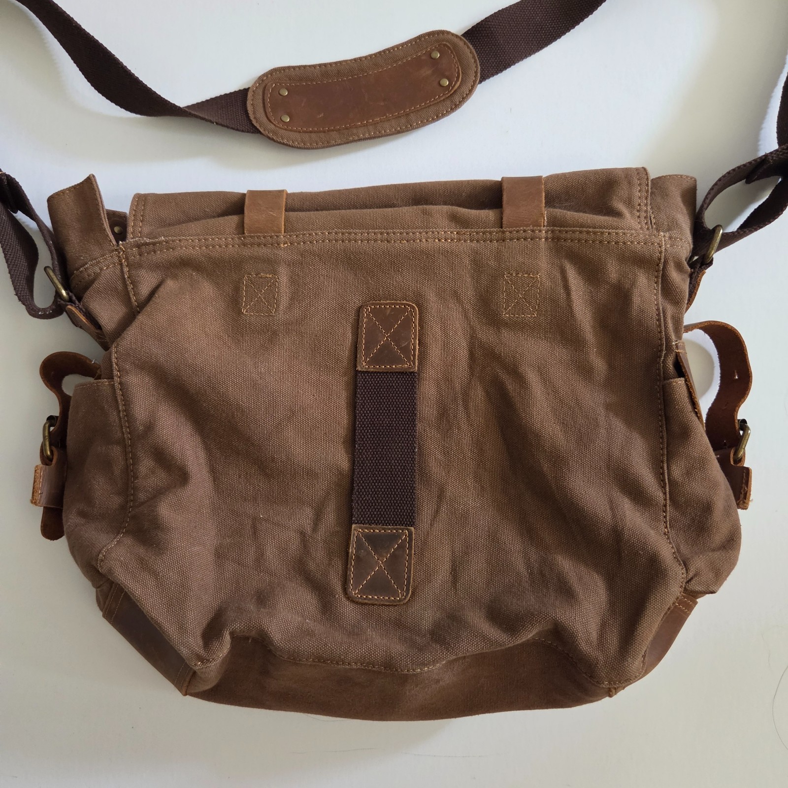 Military Canvas Leather Men Messenger Bag Shoulder Crossbody Bag Sturdy Muchuan