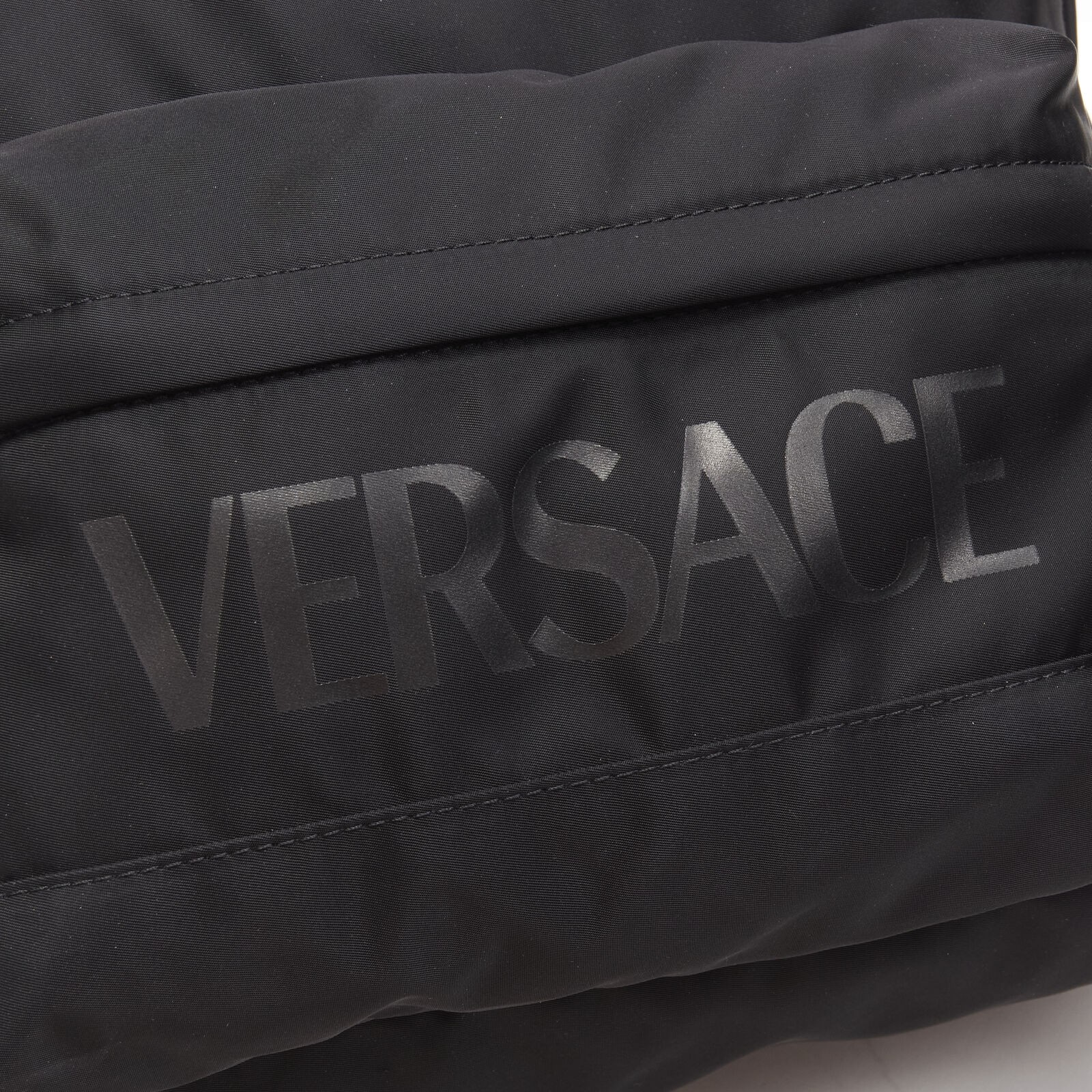 VERSACE La Greca 90’s logo black nylon backpack bag