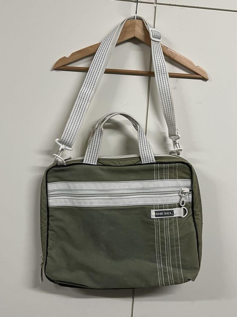Diesel Men Y2K Messenger Bag Unique Design 45x37cm Green Luxury Stylish Casual