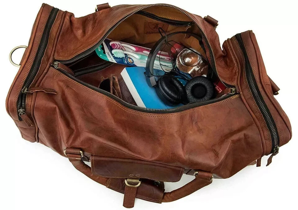 Duffle Weekender Gym Travel Weekend Overnight Bag Leather