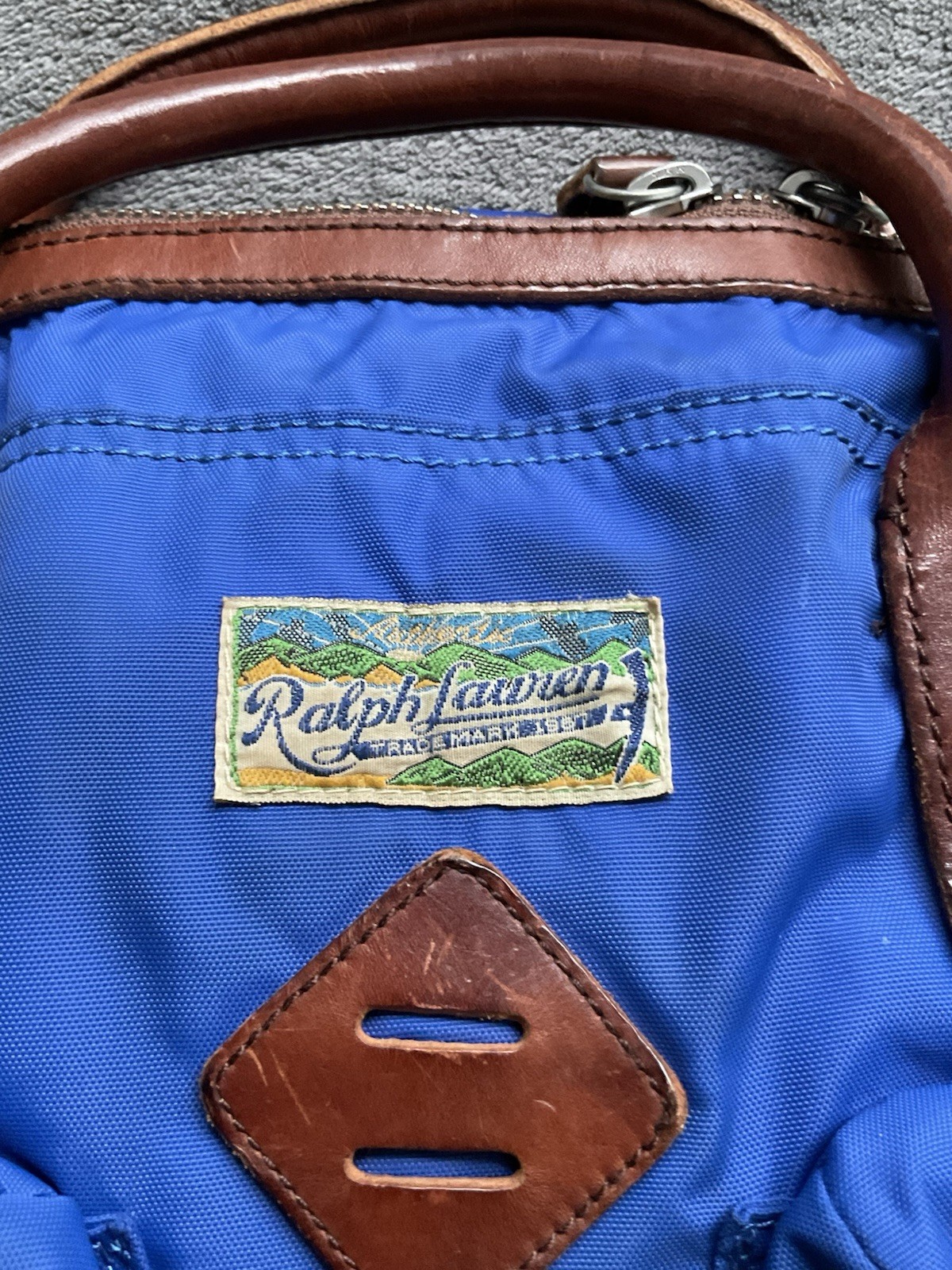 Polo Ralph Lauren Men’s Leather Trim Canvas Attache Laptop Bag Blue Rare