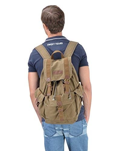 21101AMG Specially High Density Thick Canvas Backpack Rucksack, Field Tan, Large
