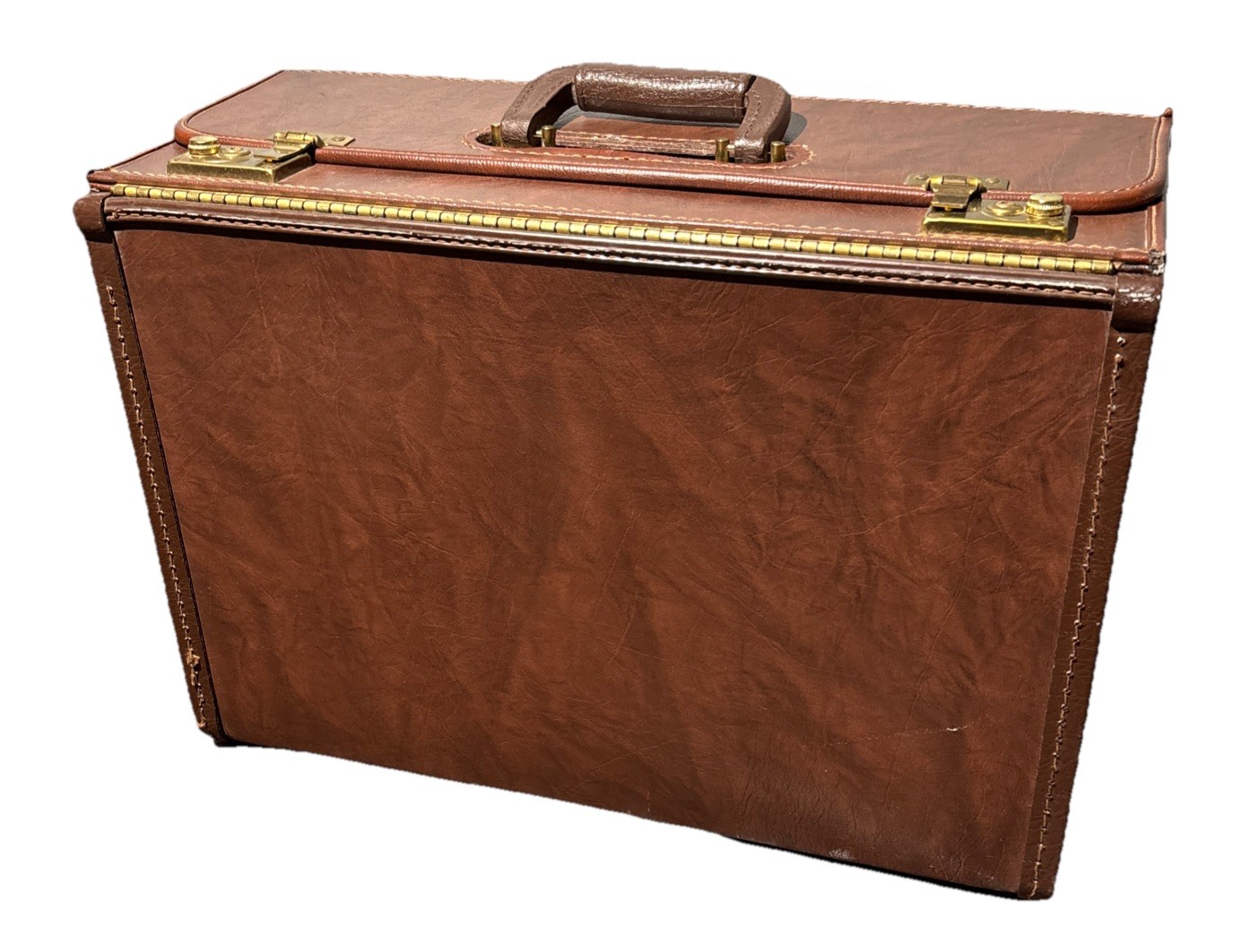 Vintage Stebco Tufide Pilot Hard Case Briefcase Brown Made USA No Key 18”x13”x8”