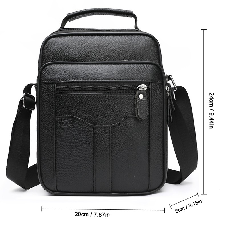 Men’s Genuine Leather Messenger Bag Crossbody Sling Bag for Casual Business Work