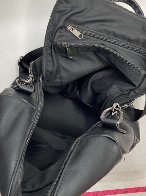 Cluci Black Vegan Leather Convertible Backpack Shoulder Bag Tassel Gunmetal