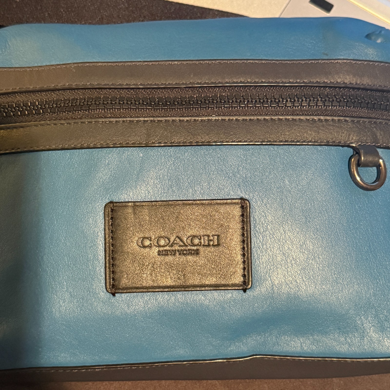 Coach New York Metropolitan Soft Courier Leather Crossbody Blue Black Colorblock