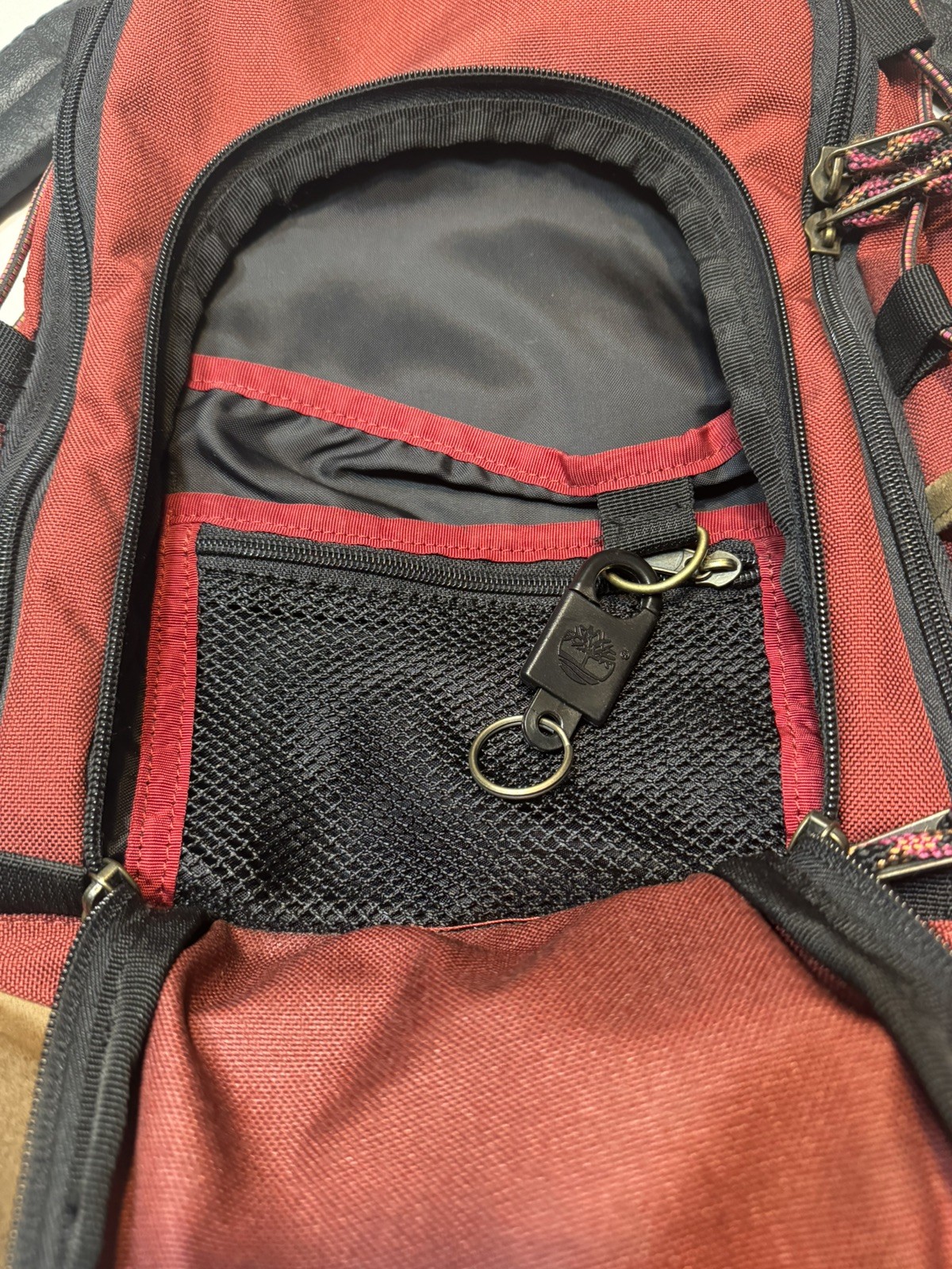 Vintage 90s Y2K Timberland Backpack Day Camping Hiking Bag Suede Bottom Red