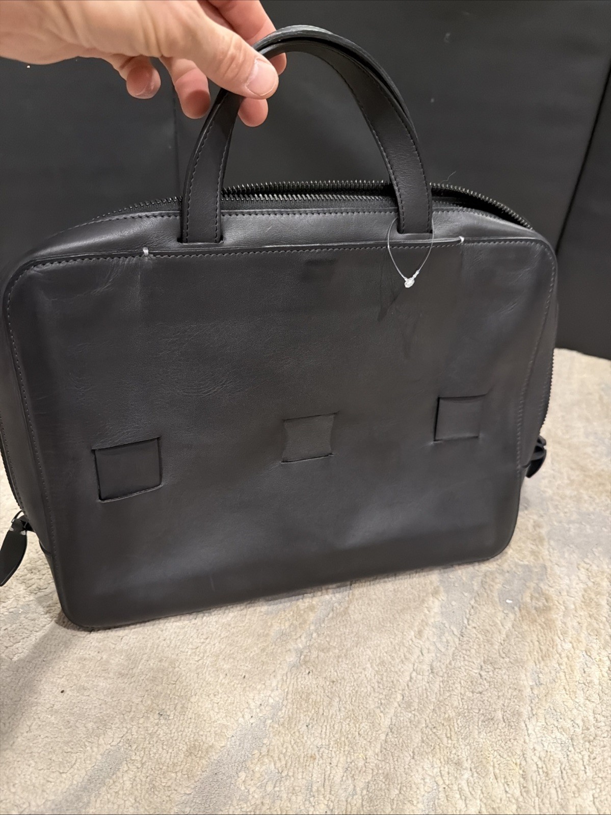 Anson Calder Black Leather Men’s Travel/ Briefcase , Laptop Bag excellent Cond.
