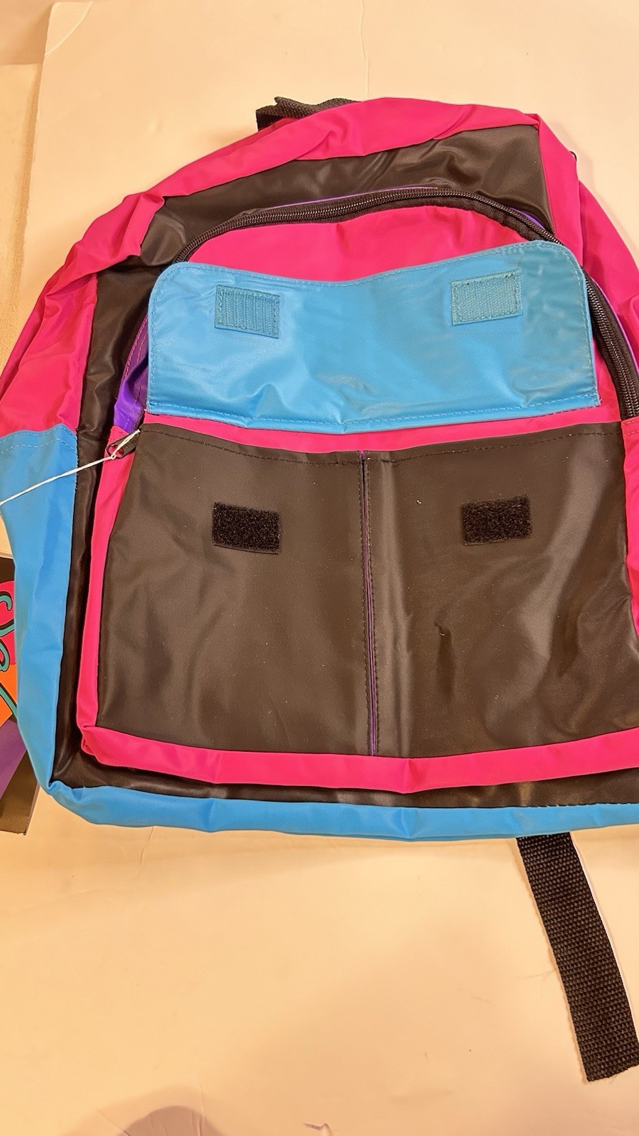 Vintage Safari Expedition Backpack Neon Pink Blue Retro 80s 90s Style School Bag