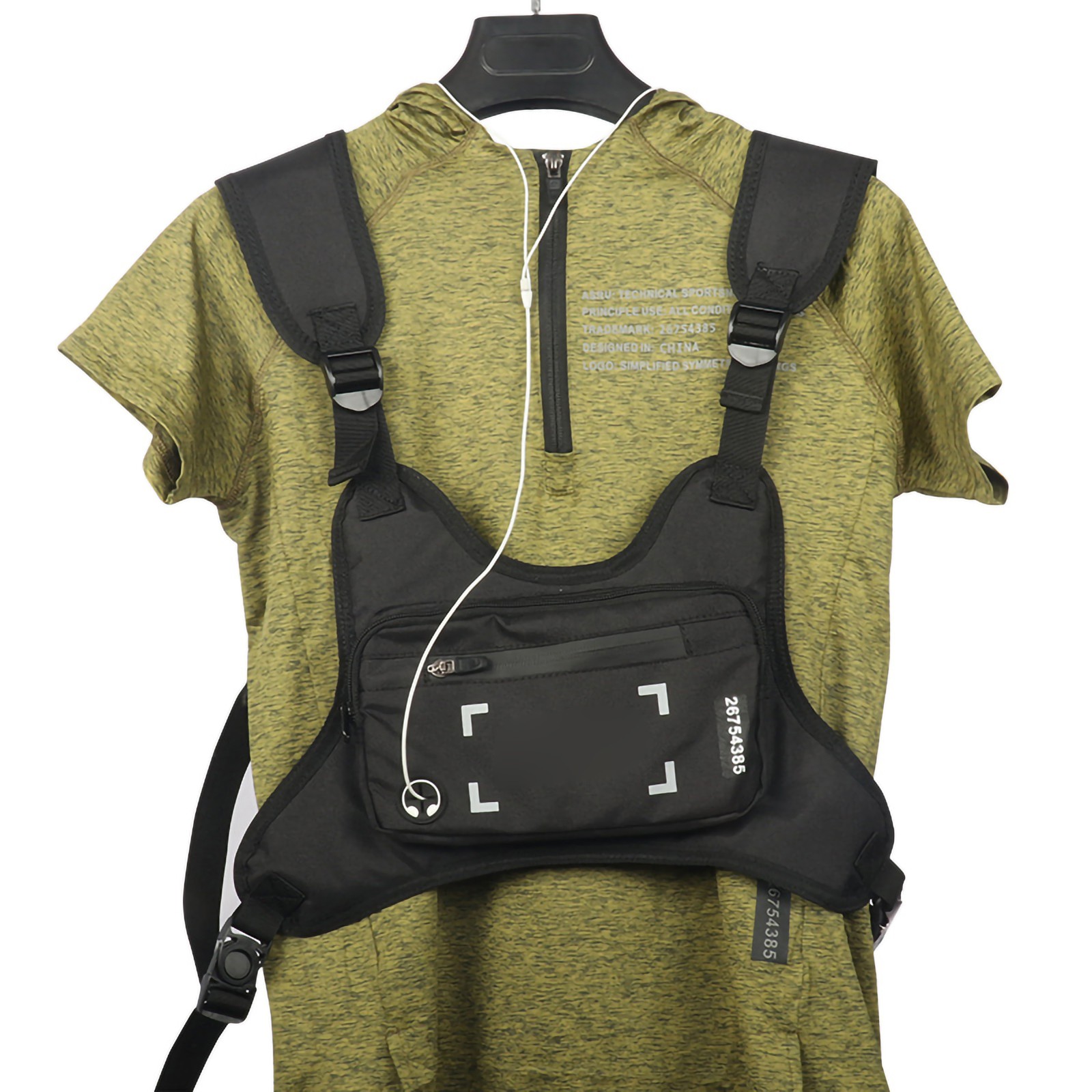 (Black)Generic Waterproof Chest Bag Lightweight Nylon Wear Resistant Chest Pack