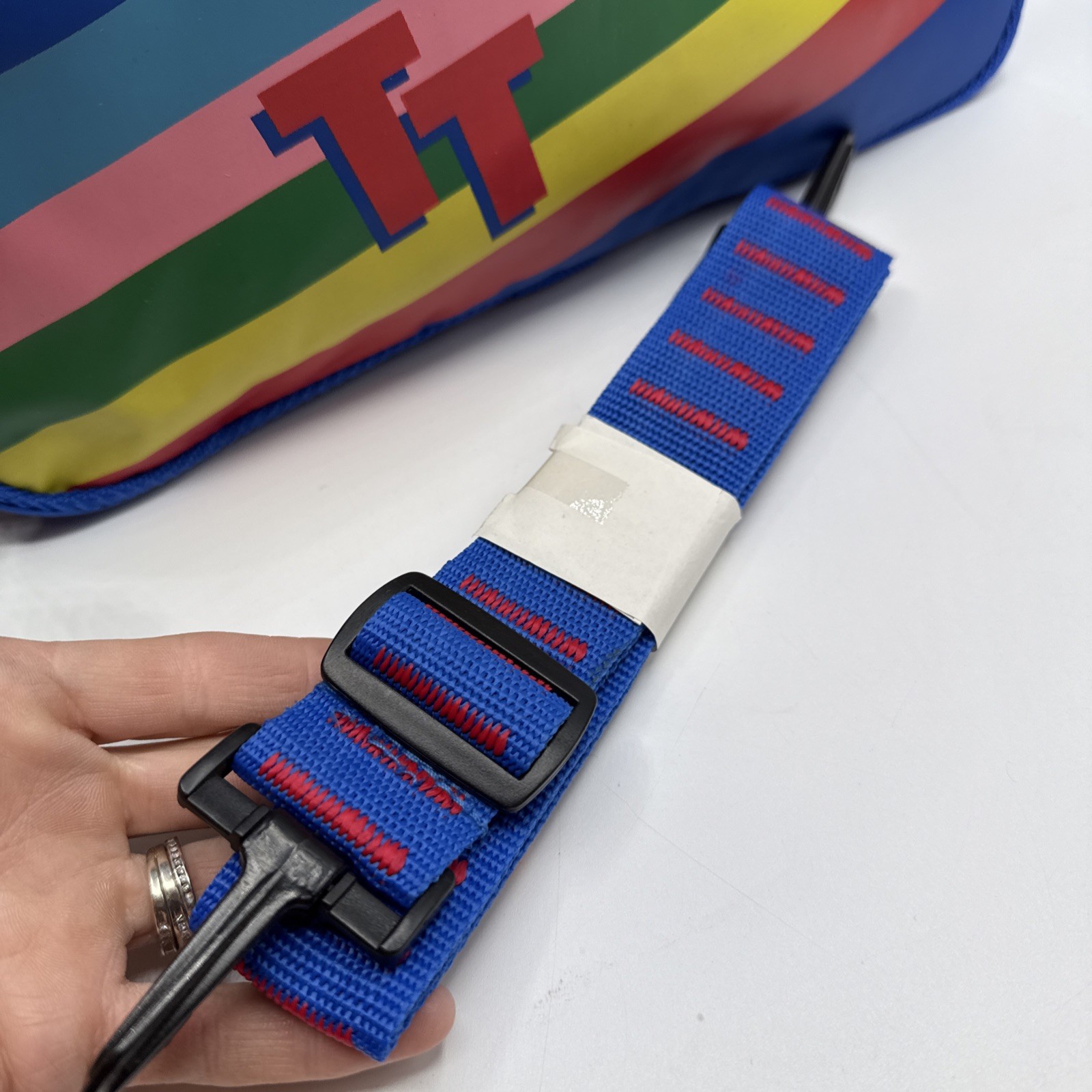 VTG Trafalgar Backpack Blue W Straps 80’s Inspired Rainbow Clean Handbag