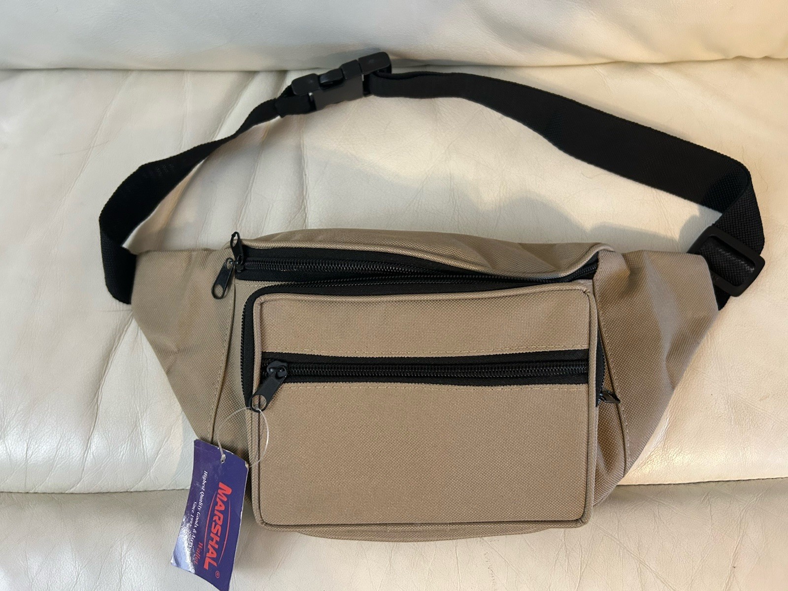 Marshal beige Fanny Pack Multi Zippered Waist Bag Design Hip Purse NEW unisex